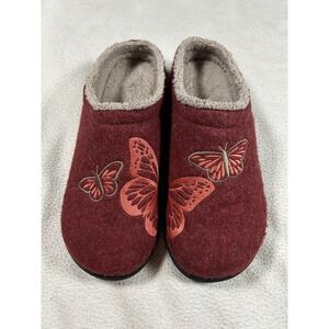 LL Bean Daybreak Scuffs Motif Brickstone Butterfly Slippers Clog Wool Women's 11